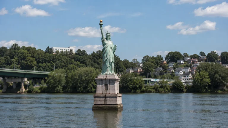 statue in the middle of a river